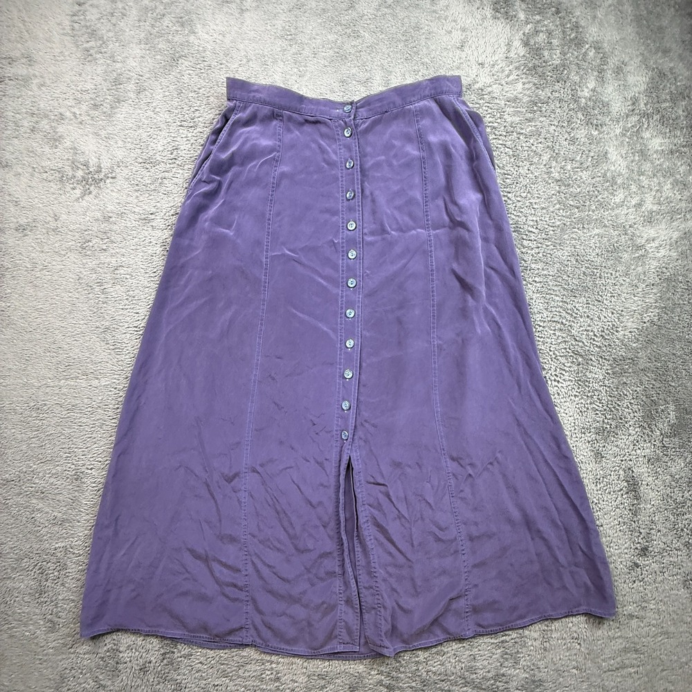 Vintage Nygard Collection Silk Skirt Fairy Purple Button Front Women M 30" Waist
